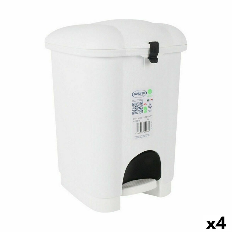 Seau à déchets avec pédale Tontarelli Carolina 6 L Blanc 20 x 22