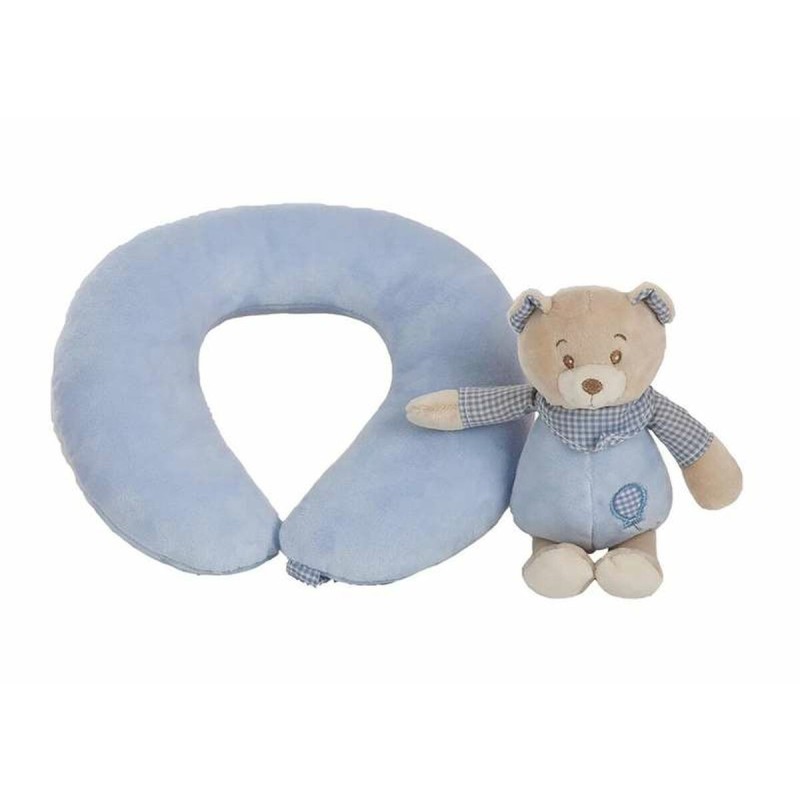 Coussin Cervical Lulu Bleu Ours en peluche 20 x 24 cm