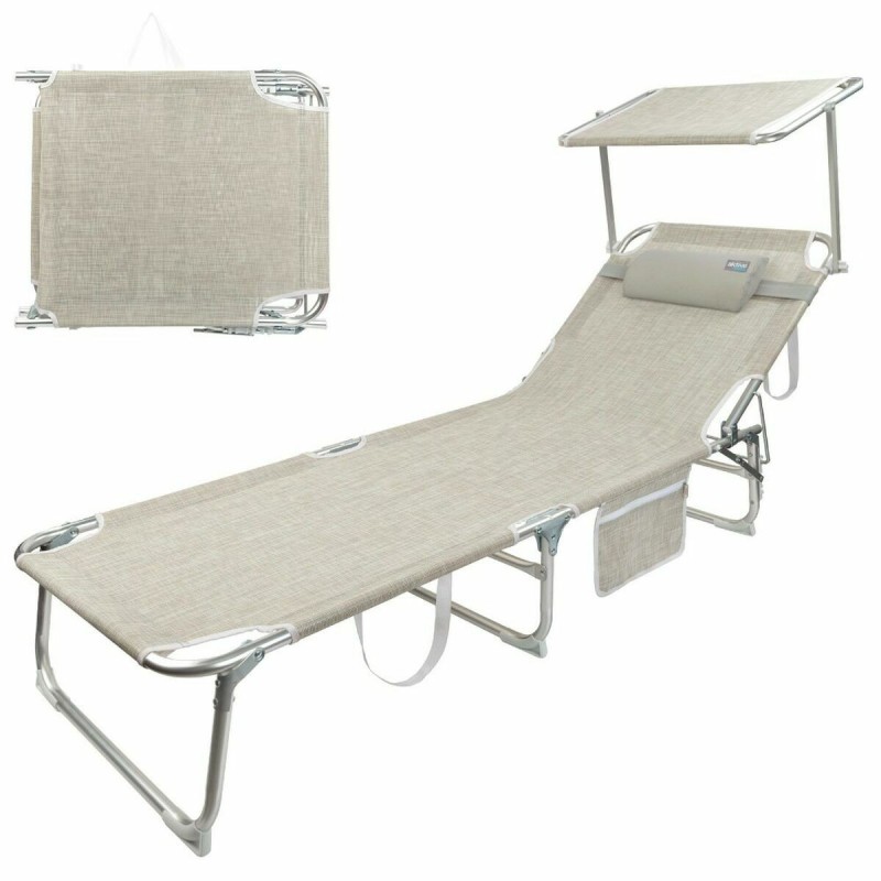 Chaise de plage Colorbaby Pliable Beige 188 x 58 x 30 cm