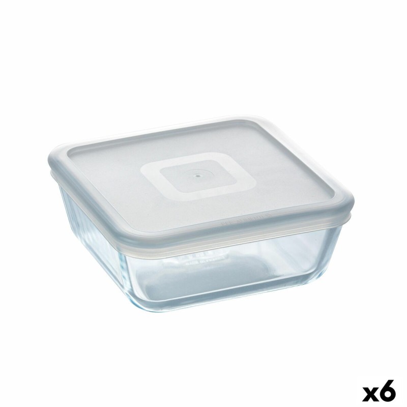 Panier-repas carré avec couvercle Pyrex Cook&freeze 850 ml 14 x 14 cm Transparent verre Silicone (6 Unités)