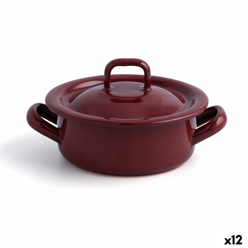 Casserole avec Couvercle Quid Clasico Esmalte Marron Ø 10 cm (12 Unités)