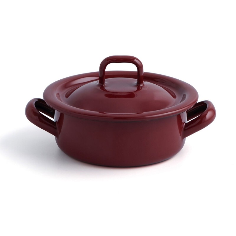 Casserole avec Couvercle Quid Clasico Esmalte Marron Ø 10 cm (12 Unités)