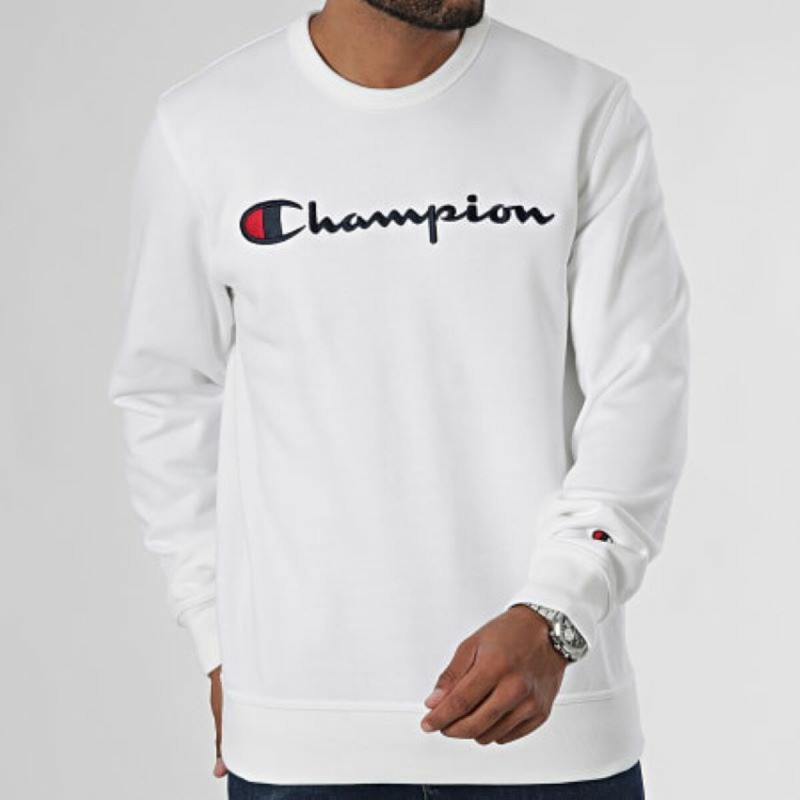 Sweat sans capuche homme Champion CREWNECK SWATSHIRT 220254 WHT Blanc