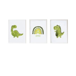 Jeu de 3 tableaux Crochetts 33 x 43 x 2 cm Arc-en-ciel Dinosaure 3 Pièces