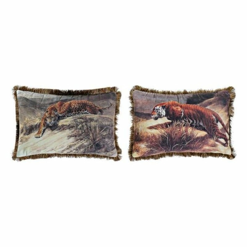 Coussin DKD Home Decor 8424001718016 Animal Polyester Aluminium Colonial (2 Unités)