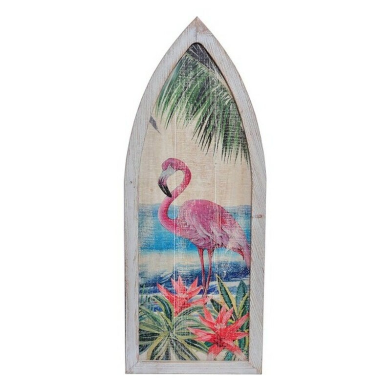 Décoration murale DKD Home Decor Bois Flamant rose Tropical