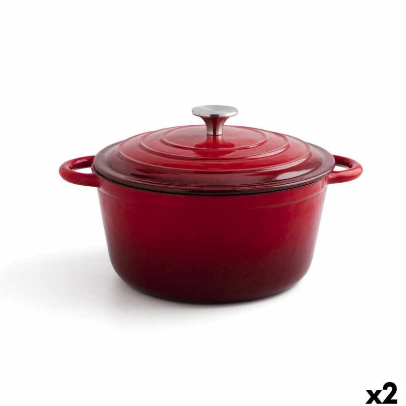 Casserole avec Couvercle Bidasoa Fierro Rouge Ø 24 cm 3