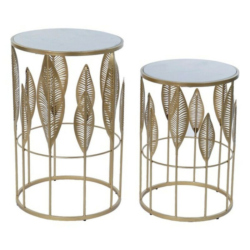 Table d'appoint DKD Home Decor Doré Métal Marbre 42 x 42 x 65