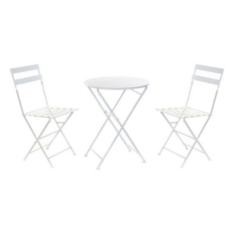 Ensemble Table + 2 Chaises DKD Home Decor Blanc 80 cm 60 x 60 x 70 cm (3 pcs)