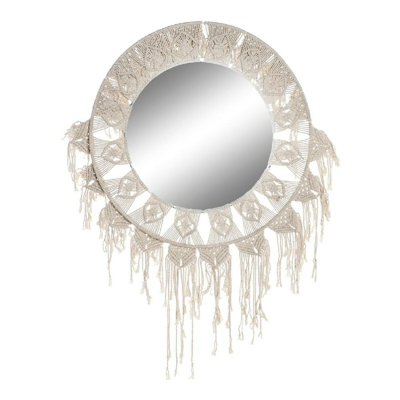 Miroir mural DKD Home Decor Blanc Boho Macramé 75 x 2 x 75 cm