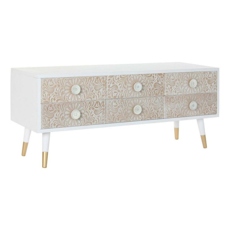 Meubles de télévision DKD Home Decor 119 x 42 x 50 cm Sapin Doré Blanc Marron Clair