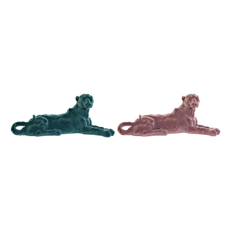 Figurine Décorative DKD Home Decor Vert Rose Résine Flocage Lion 26