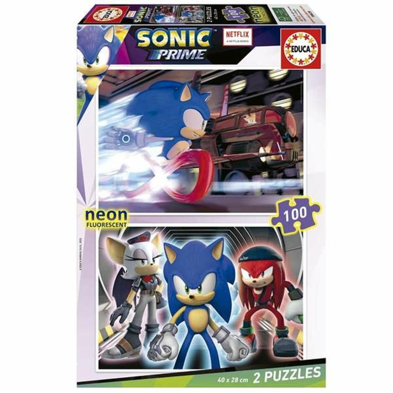 Set de 2 Puzzles Educa Neon Sonic 100 Pièces