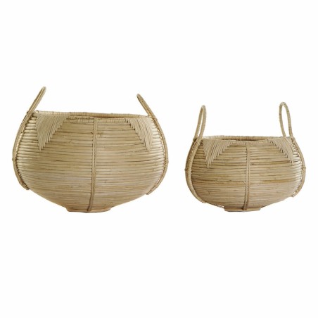 Set de basket DKD Home Decor Rotin Bali (2 pcs) (25 x 25 x 22 cm) (35 x 35 x 37 cm)