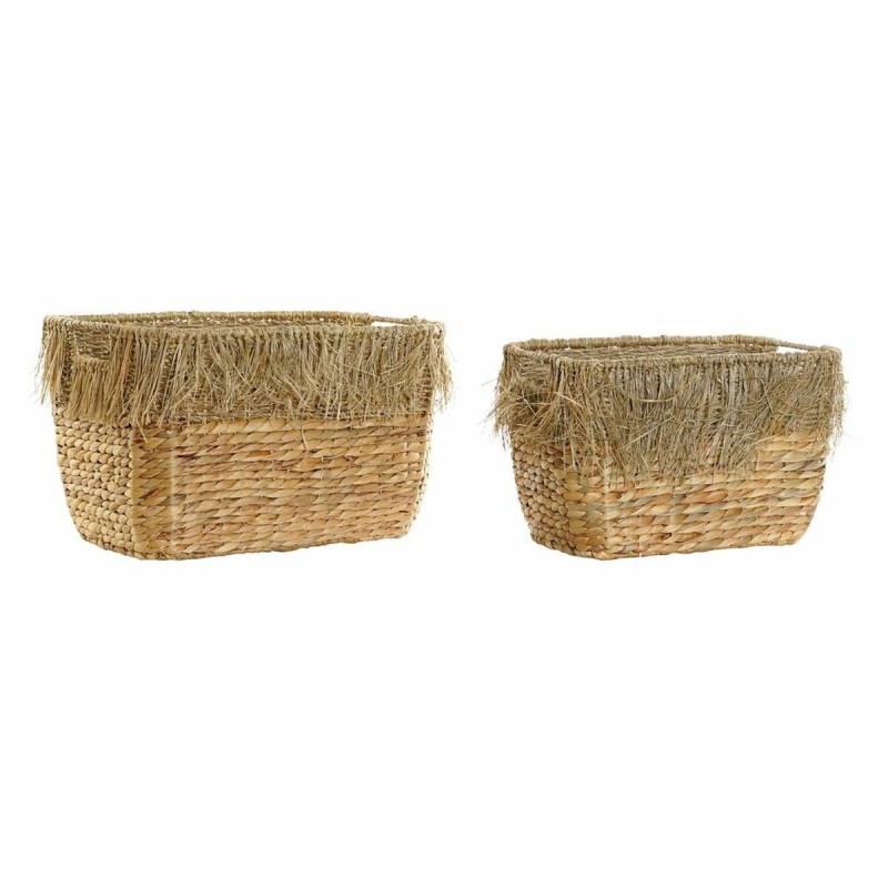 Set de basket DKD Home Decor Marron Multicouleur Naturel Frange 40 x 30 x 26 cm