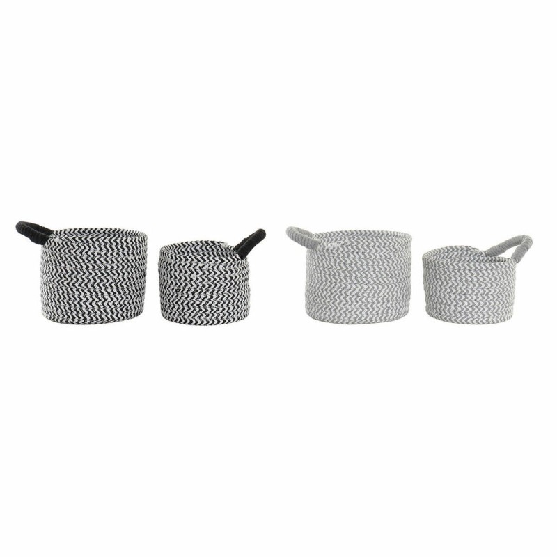 Set de basket DKD Home Decor Noir Gris Fibre naturelle Loft (18 x 18 x 14 cm)