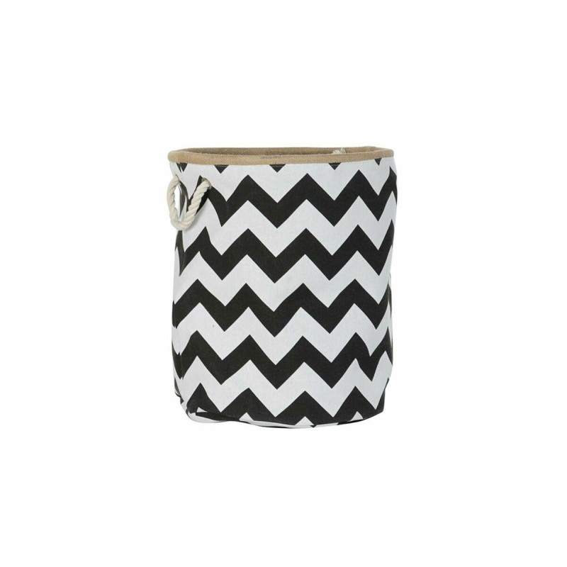 Panier DKD Home Decor Blanc Noir Jute Zigzag Moderne 38 x 38 x 45 cm