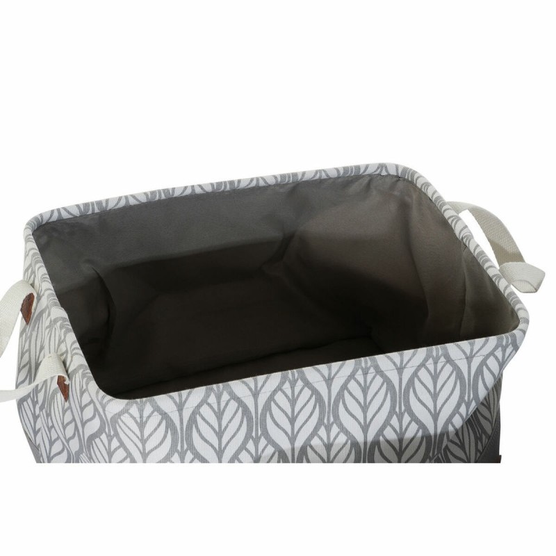 Set de basket DKD Home Decor Blanc Marron Gris Blue marine Feuille d'une plante Boho 40 x 30 x 24 cm Plastique 3 Pièces (2 Unité