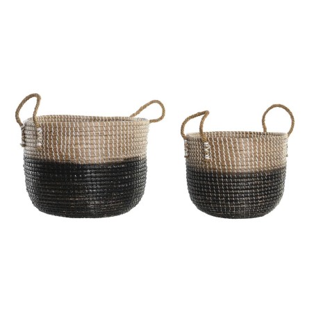 Set de basket DKD Home Decor Naturel Gris Herbier marin (41 x 25 x 42 cm) (2 Pièces)