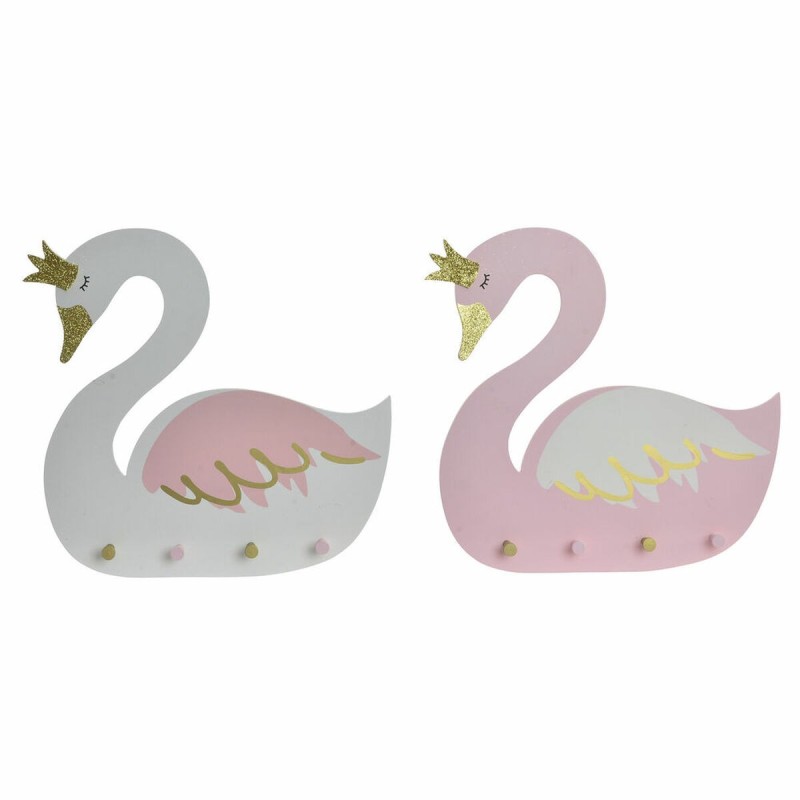 Portemanteau DKD Home Decor Bois Enfant Cygne 40 x 4 x 38