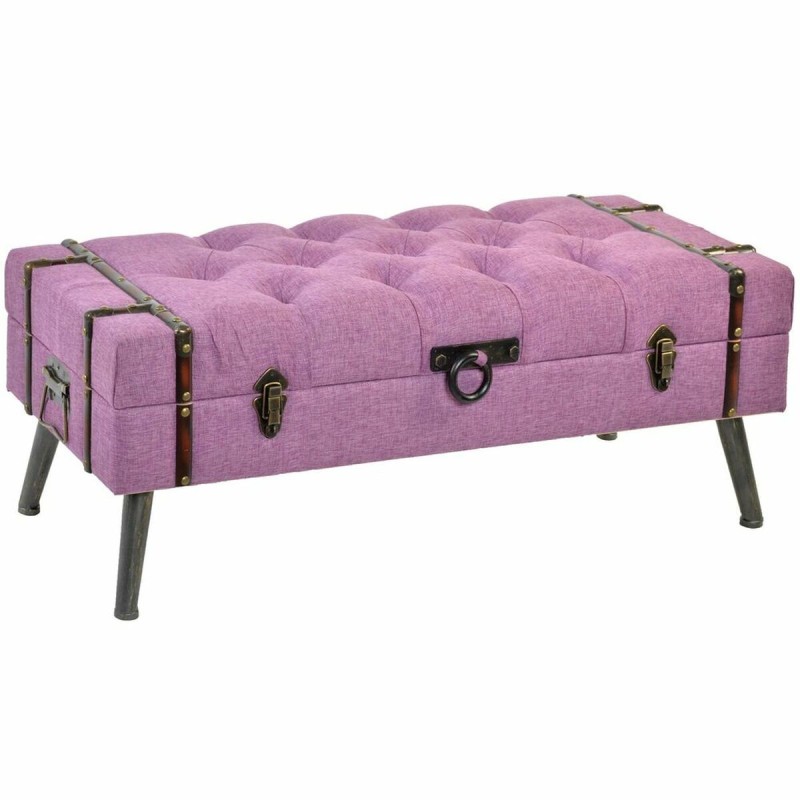 Banquette DKD Home Decor   Métal Polyester Fuchsia Bois MDF (102 x 42 x 40