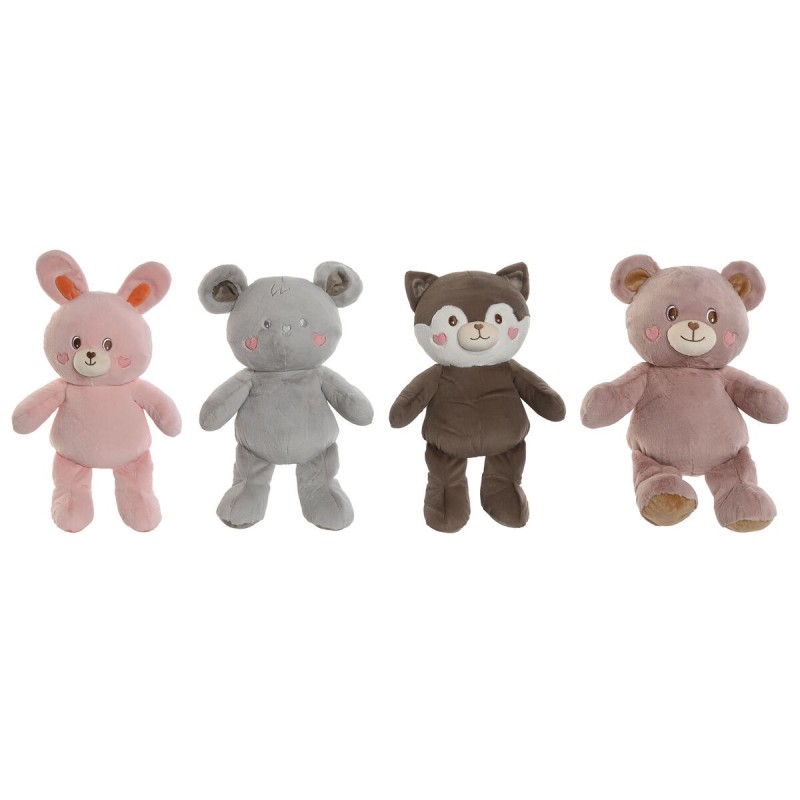 Jouet Peluche Home ESPRIT Marron Gris Rose Polyester Animal 28 x 22 x 32 cm (4 Unités)