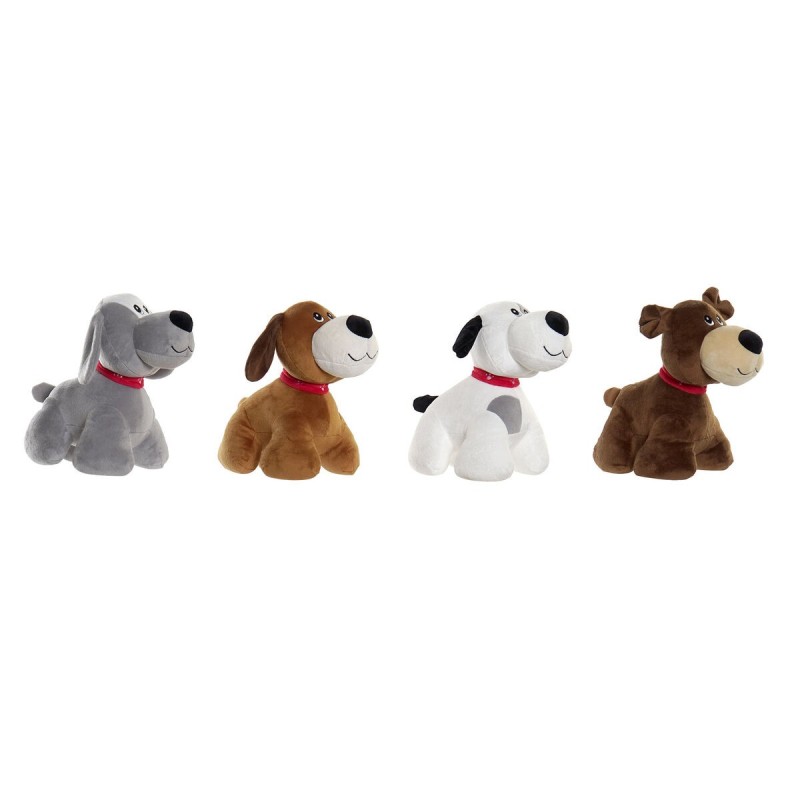 Jouet Peluche Home ESPRIT Blanc Marron Gris Polyester Chien 22 x 21 x 26 cm (4 Unités)