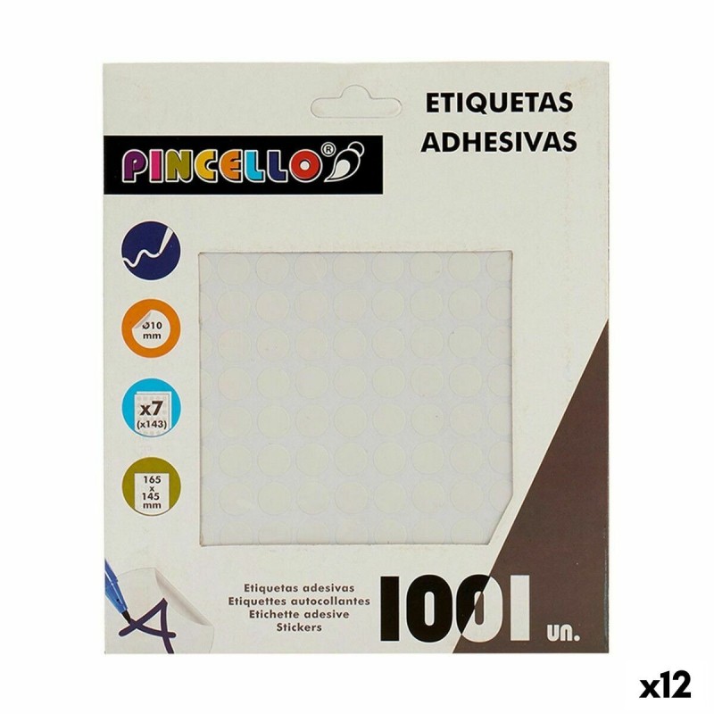 Étiquettes adhésives Pincello 1711073 Blanc Ø 10 mm (12 Unités)