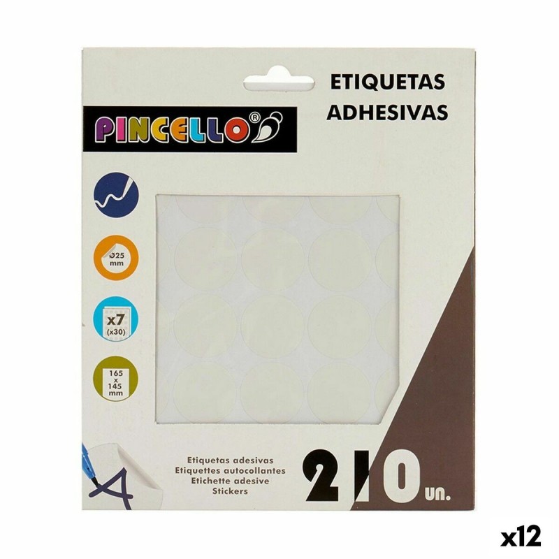 Étiquettes adhésives Pincello 1711076 Blanc Ø 25 mm (12 Unités)