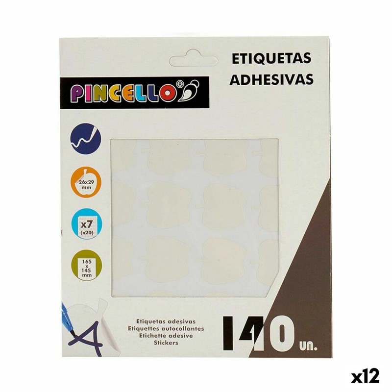 Étiquettes adhésives Pincello 1711078 Blanc 22 x 49 mm Pomme (12 Unités)