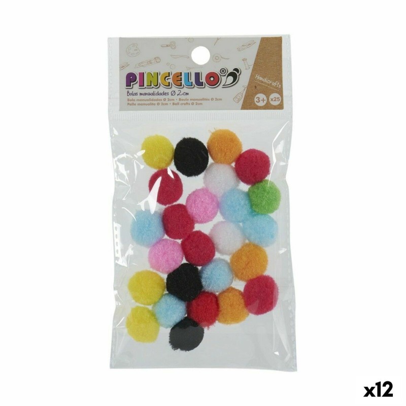 Matériaux pour travaux manuels Pincello Balles Multicouleur Ø 2 cm 12 Unités