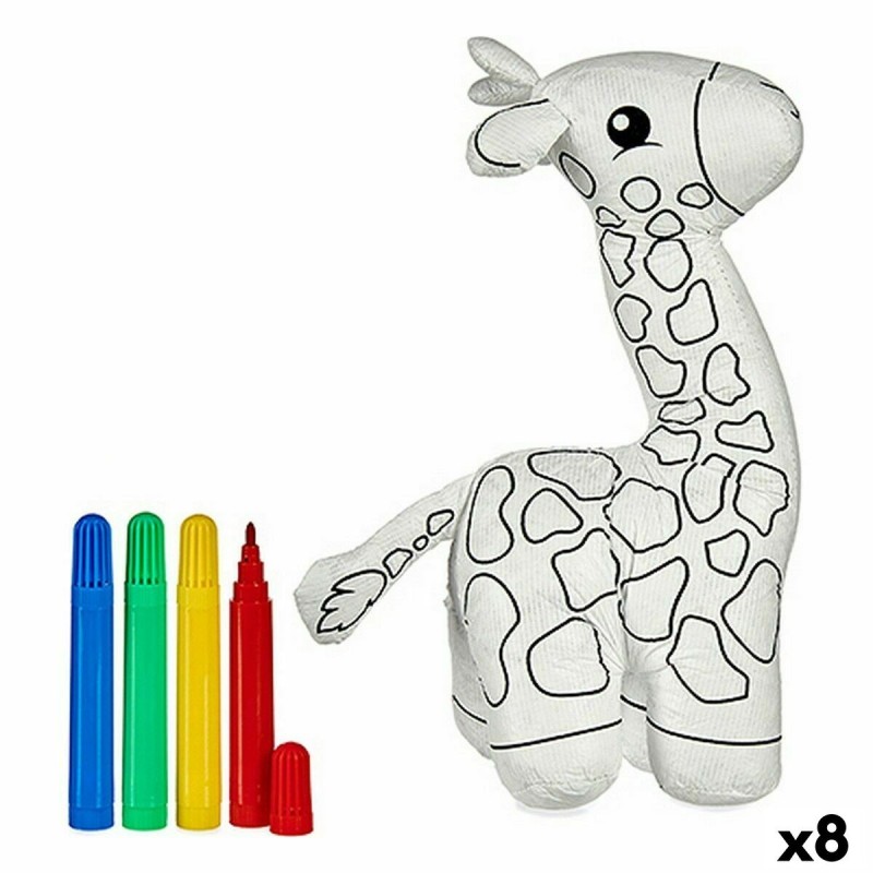 Peluche à colorier Pincello ST448 Blanc Noir 9 x 23 x 15 cm Girafe (8 Unités)