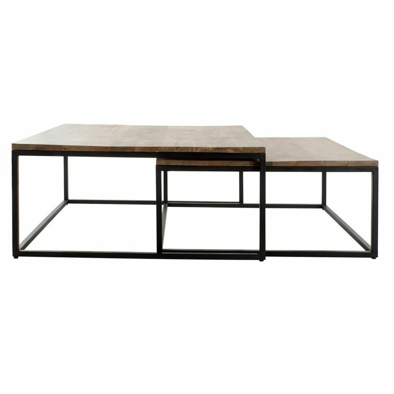 Jeu de 2 tables DKD Home Decor Marron Noir 90 x 90 x 40 cm