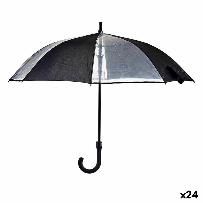 Parapluie Noir Transparent Métal Tissu 96 x 96 x 84