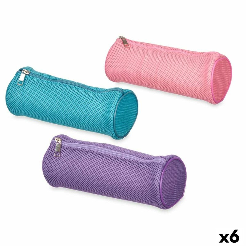 Trousse d'écolier cylindrique Pincello 441 Bleu Violet Rose 22 x 8 x 8 cm Rembourré (6 Unités)