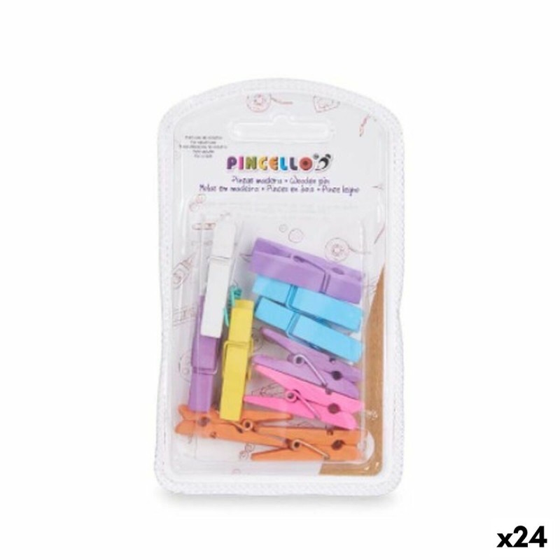 Pinces de serrage Pincello 397 Multicouleur Bois Moyen (24 Unités)