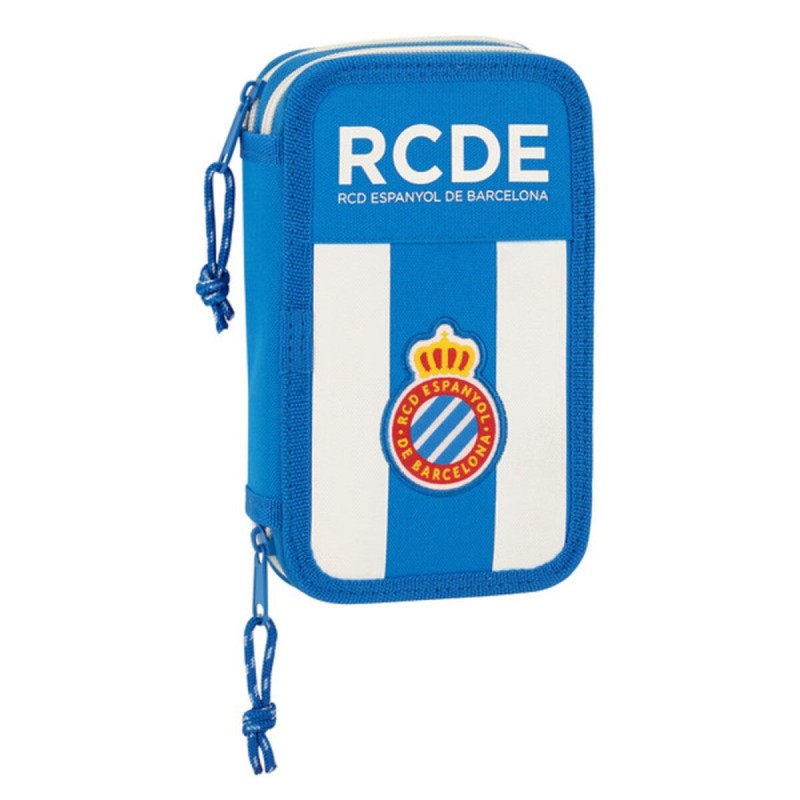 Plumier double RCD Espanyol Bleu Blanc 12.5 x 19.5 x 4 cm (28 Pièces)