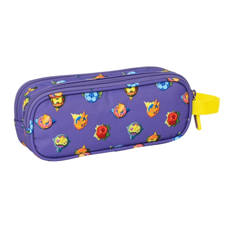 Trousse Fourre-Tout Double SuperThings Guardians of Kazoom Violet Jaune (21 x 8 x 6 cm)