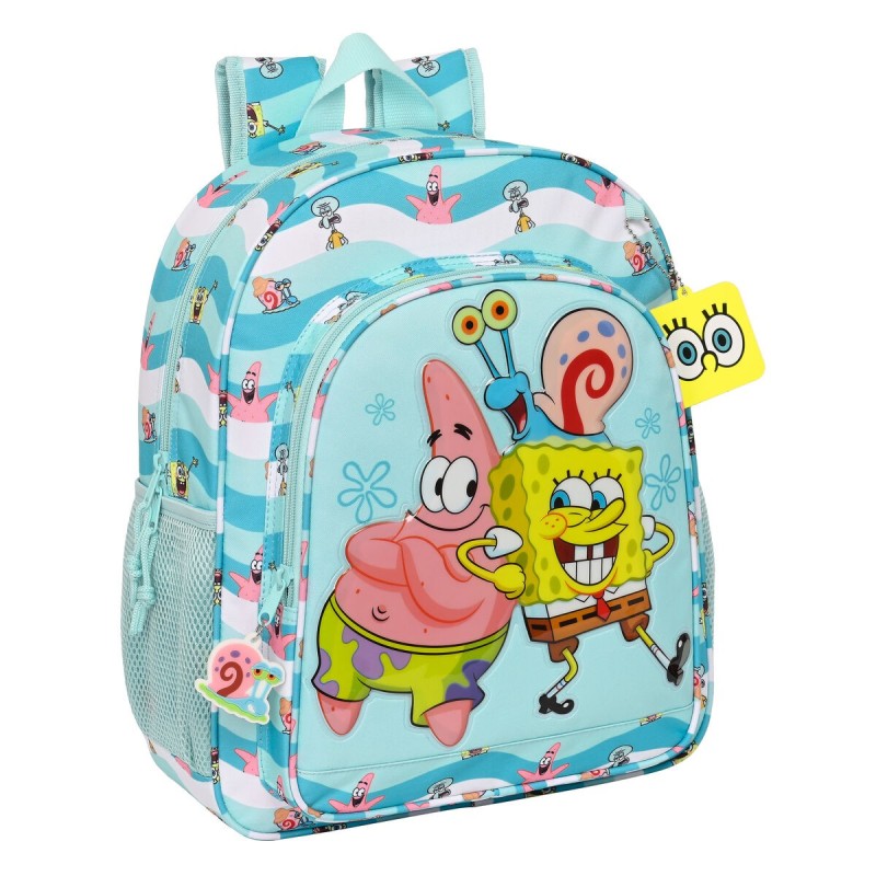 Cartable Spongebob Stay positive Bleu Blanc 32 x 38 x 12 cm