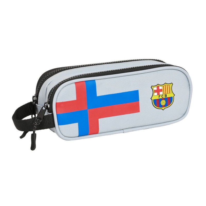 Trousse Fourre-Tout Double F.C. Barcelona Gris 21 x 8 x 6 cm