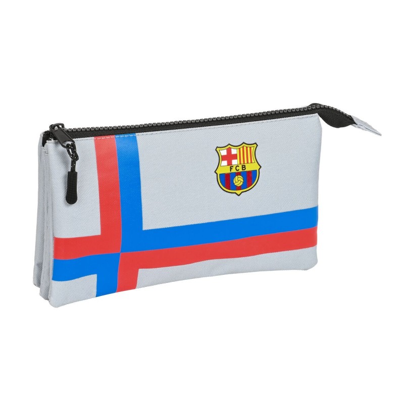 Trousse Fourre-Tout Triple F.C. Barcelona Gris (22 x 12 x 3 cm)