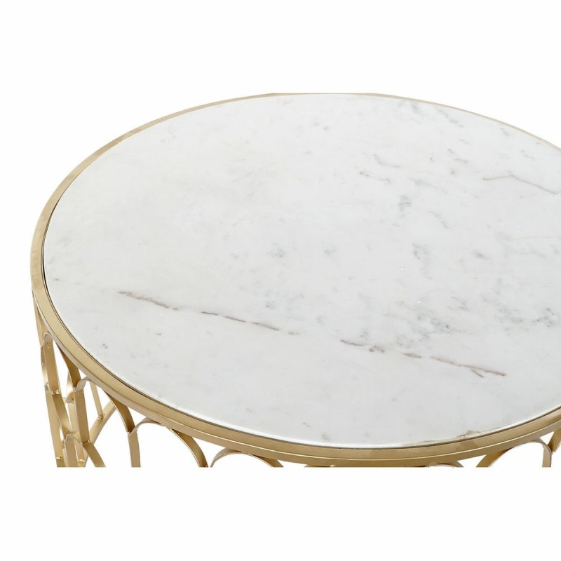 Table Basse DKD Home Decor Glamour Blanc Multicouleur Doré Marbre Fer 87 x 87 x 51,5 cm