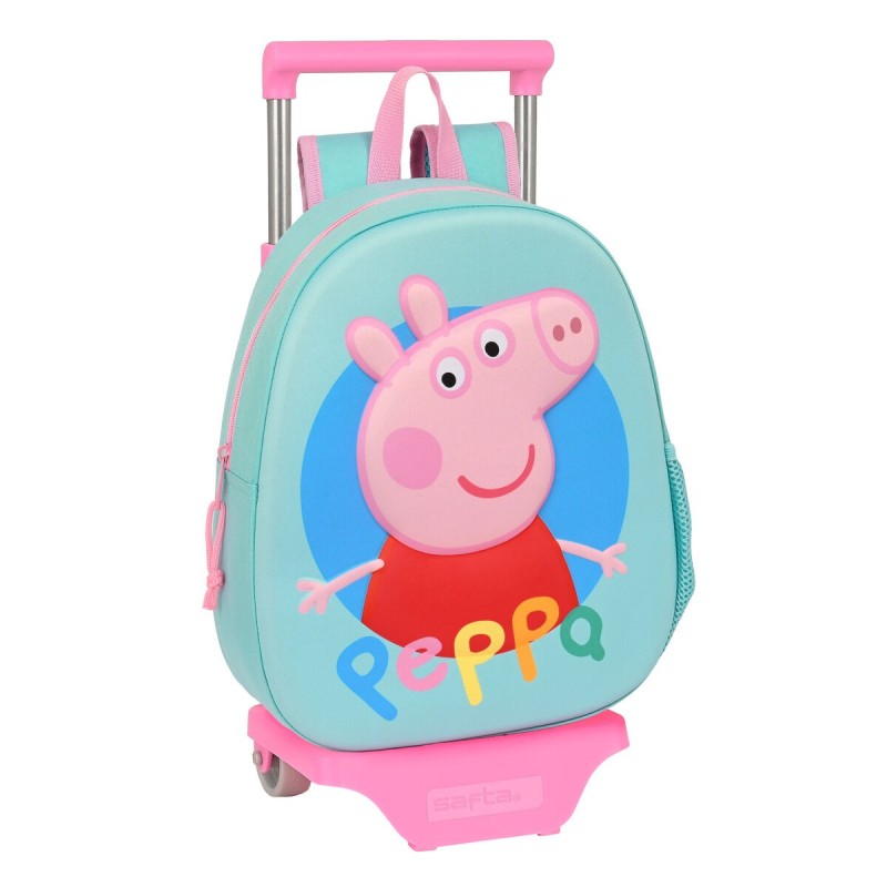 Cartable à roulettes Peppa Pig Turquoise (27 x 32 x 10 cm)