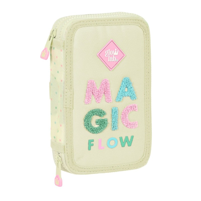 Trousse Scolaire avec Accessoires Glow Lab Magic flow Beige 12.5 x 19.5 x 4 cm (28 Pièces)