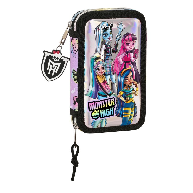 Plumier double Monster High Best boos Lila 12.5 x 19.5 x 4 cm (28 Pièces)