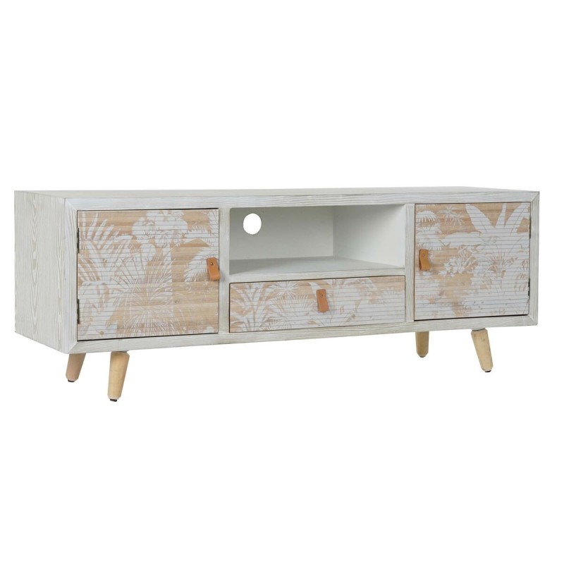 Meubles de télévision DKD Home Decor Blanc Bois Bambou (140 x 40 x 51 cm)