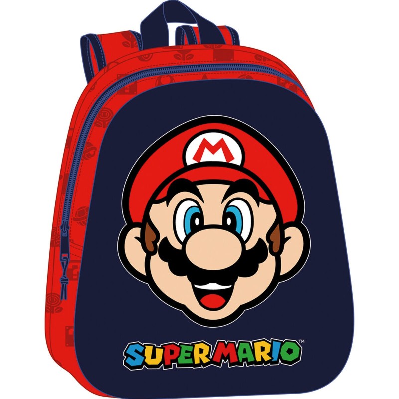 Sac à dos enfant 3D Super Mario Rouge Blue marine 27 x 33 x 10 cm