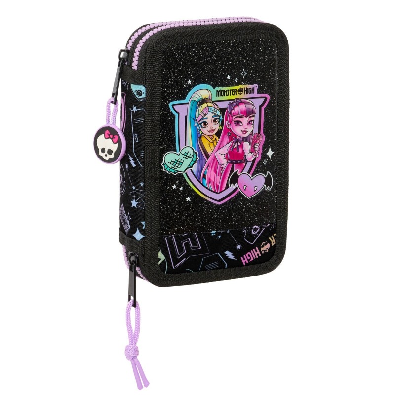 Plumier double Monster High Noir 12.5 x 19.5 x 4 cm 28 Pièces