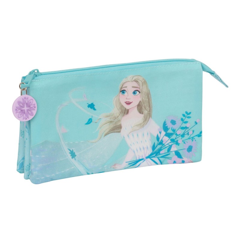 Trousse Fourre-Tout Triple Frozen Hello spring Bleu clair 22 x 12 x 3 cm