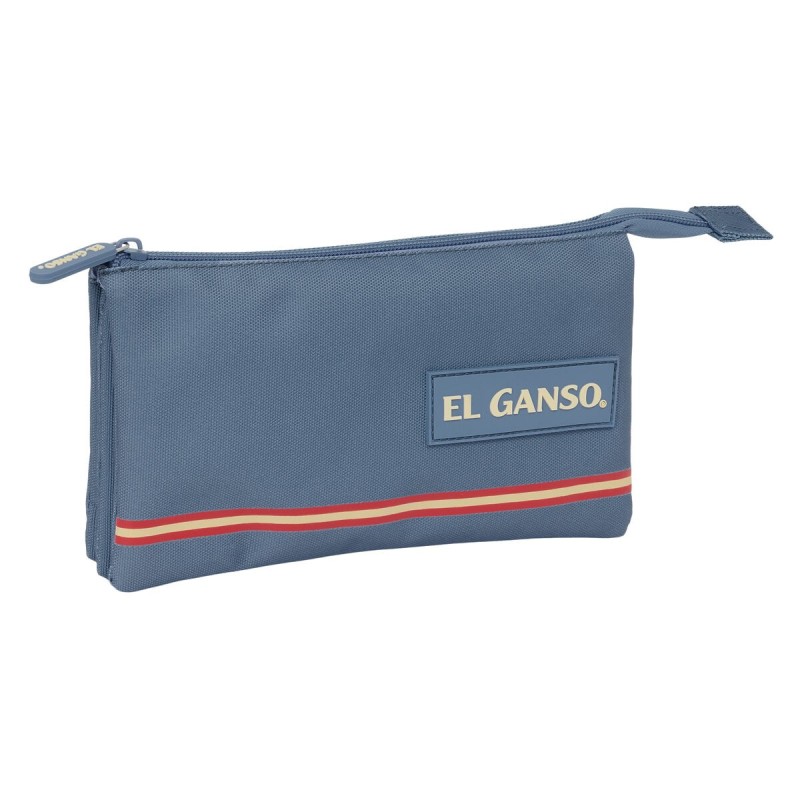 Trousse Fourre-Tout Triple El Ganso Bleu 22 x 12 x 3 cm